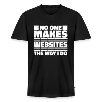 Web Entwickler Webdeveloper Witzig - Männer Premium Bio T-Shirt mit V-Ausschnitt - Schwarz - Vorne - Nico (187cm)