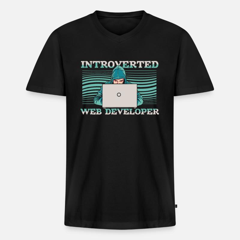 Web Developer Web Developer Introverts - Men's Premium Organic T-shirt with V-neck - black