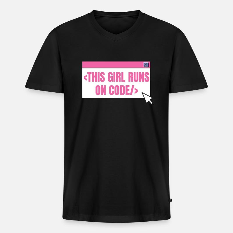 Developer Coder Programmer Girl - Men's Premium Organic T-shirt with V-neck - black