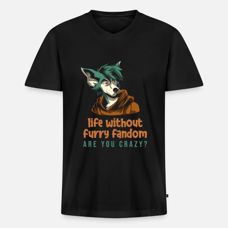 Furry Fandom Fursuits Niedlich - Männer Premium Bio T-Shirt mit V-Ausschnitt - Schwarz