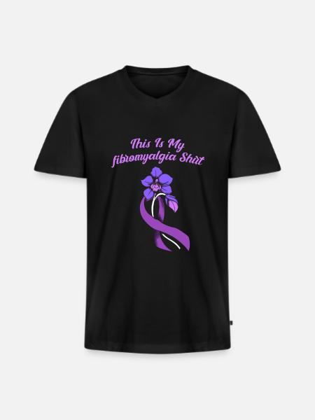 Fibromyalgie Rhumatisme mignon - T-shirt encolure en V Premium bio Homme - noir