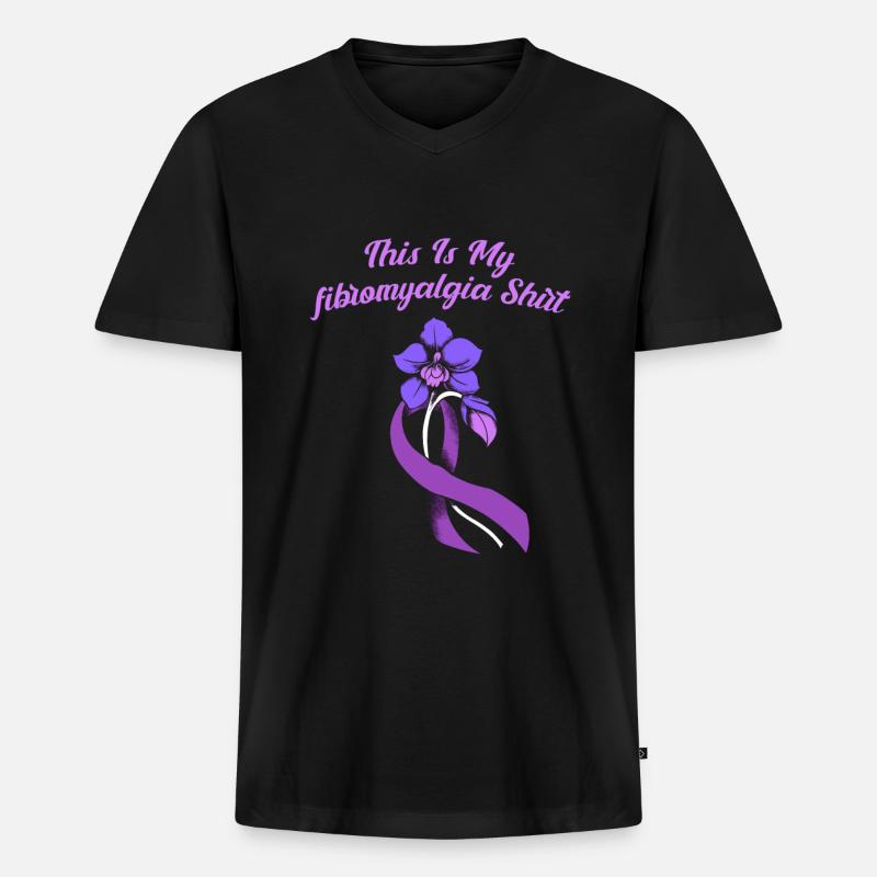 Fibromyalgie Rheuma Niedlich - Männer Premium Bio T-Shirt mit V-Ausschnitt - Schwarz