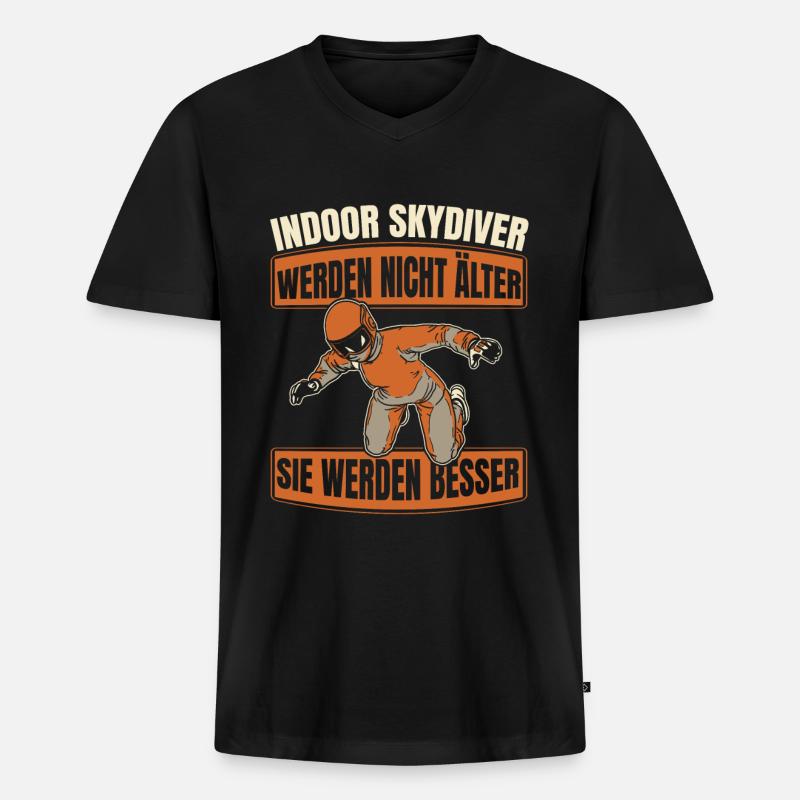 Indoor Skydiving Witzig - Männer Premium Bio T-Shirt mit V-Ausschnitt - Schwarz