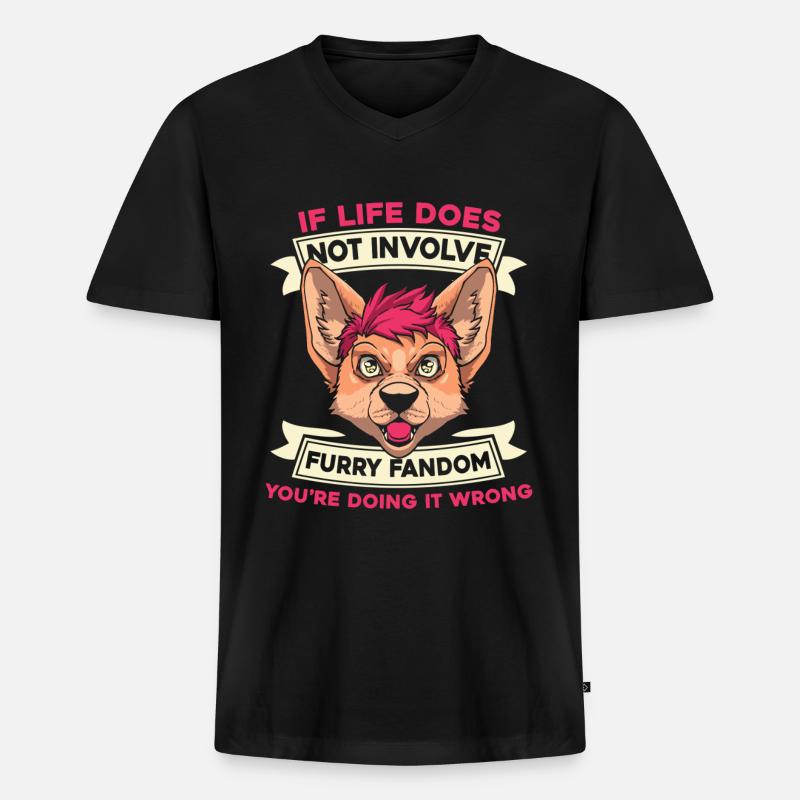 Furry Fandom Fursuits - Männer Premium Bio T-Shirt mit V-Ausschnitt - Schwarz