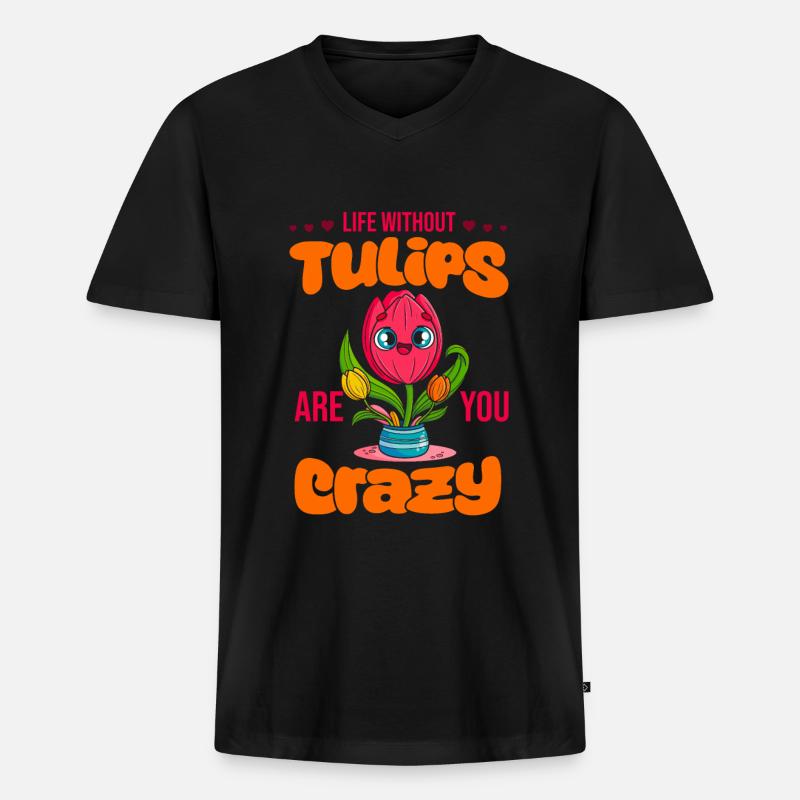 Tulpen Leben - Männer Premium Bio T-Shirt mit V-Ausschnitt - Schwarz