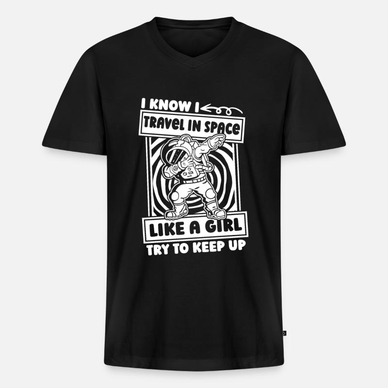 Astronaut Raumfahrer Kosmonaut - Männer Premium Bio T-Shirt mit V-Ausschnitt - Schwarz