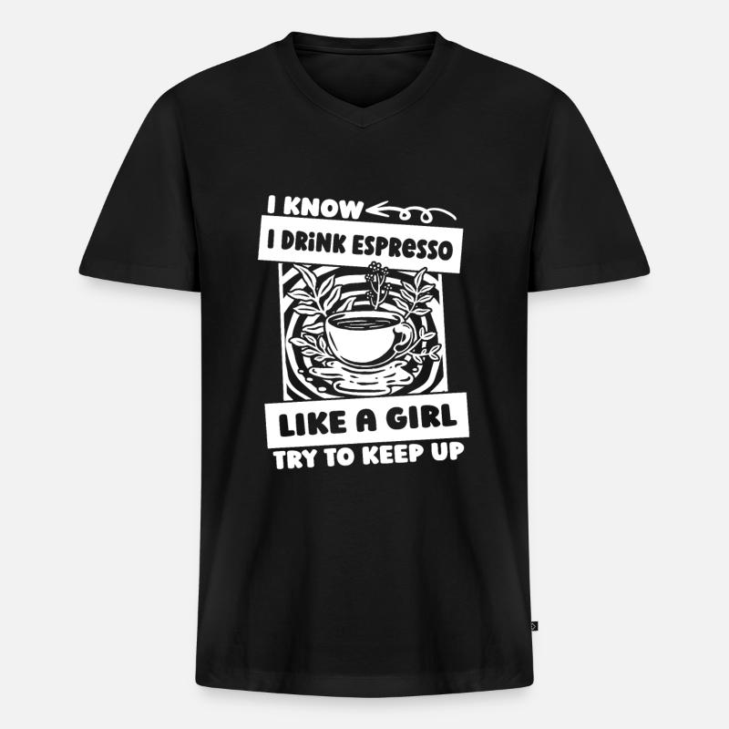 Kaffee Espresso - Männer Premium Bio T-Shirt mit V-Ausschnitt - Schwarz