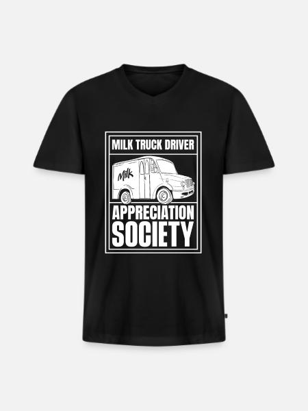 Kuh Milch Milchwagen - Männer Premium Bio T-Shirt mit V-Ausschnitt - Schwarz