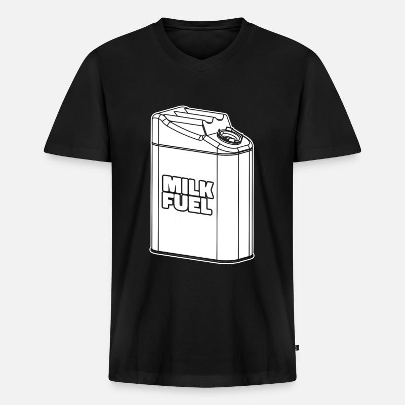 Kuh Milch Milchwagen - Männer Premium Bio T-Shirt mit V-Ausschnitt - Schwarz