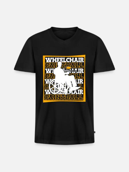 Paintball Rollstuhl - Männer Premium Bio T-Shirt mit V-Ausschnitt - Schwarz