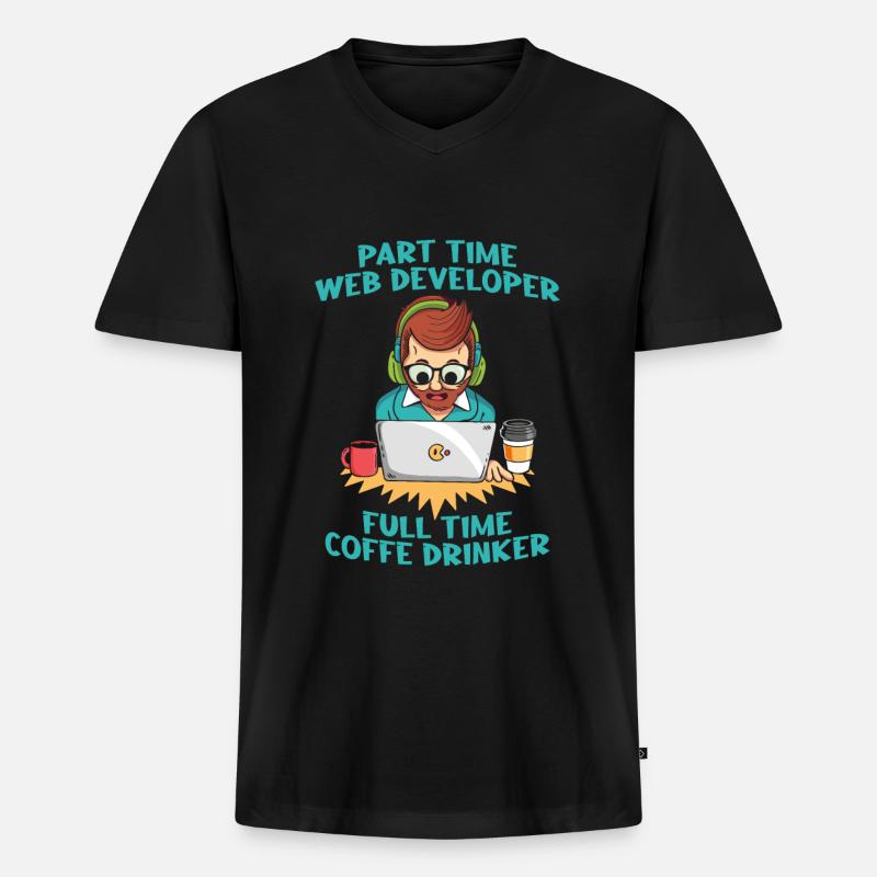 Web Developer Web Developer Coffee - Men's Premium Organic T-shirt with V-neck - black