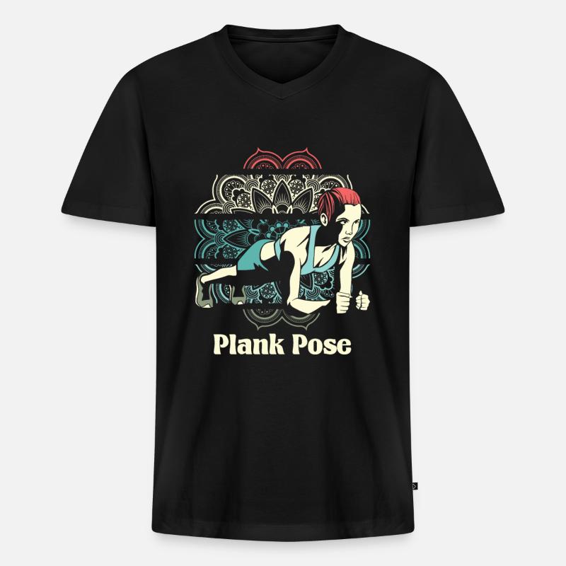 Yoga Planke - Männer Premium Bio T-Shirt mit V-Ausschnitt - Schwarz