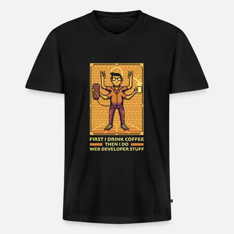 Web Developer Web Developer Coffee - Maglietta ecologica premium da uomo con scollo a V - nero