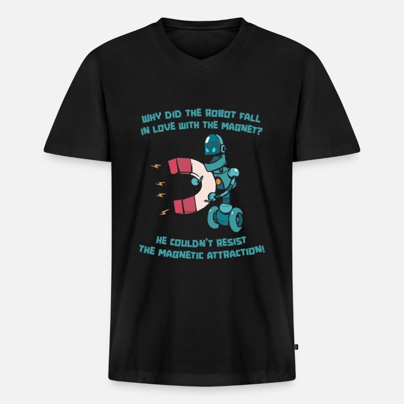 Robotik Ai Roboter Lustig - Männer Premium Bio T-Shirt mit V-Ausschnitt - Schwarz