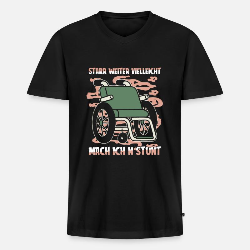 Rollstuhl Rollstuhlfahrer - Männer Premium Bio T-Shirt mit V-Ausschnitt - Schwarz