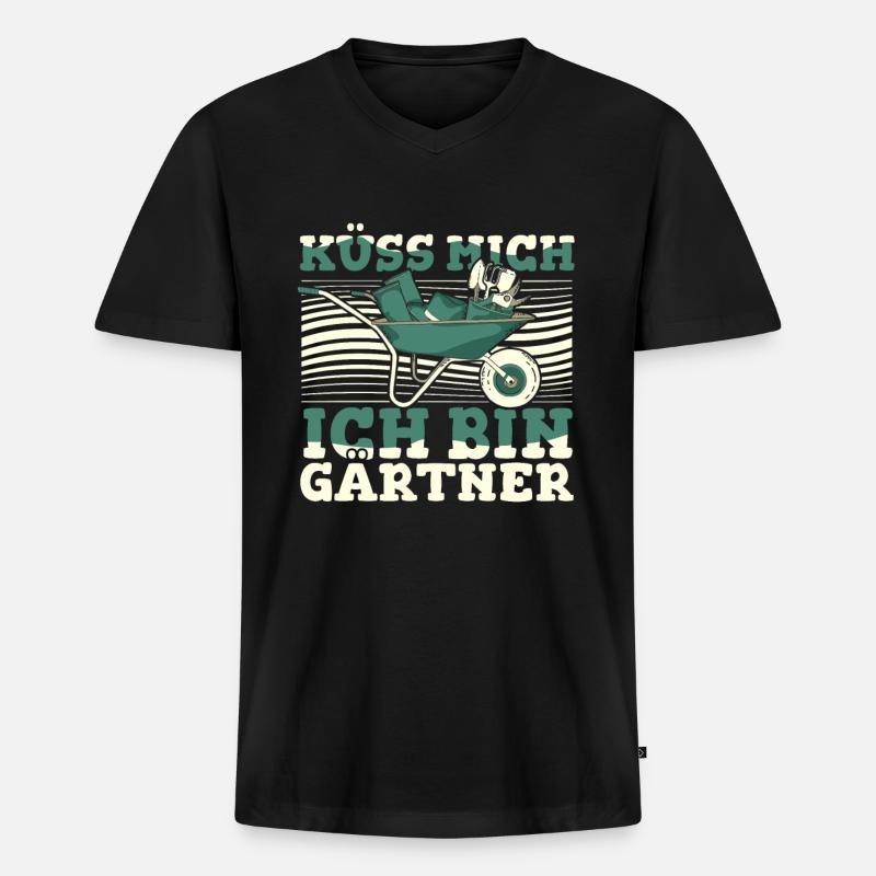 Hobbygärtner Garten Witzig - Männer Premium Bio T-Shirt mit V-Ausschnitt - Schwarz
