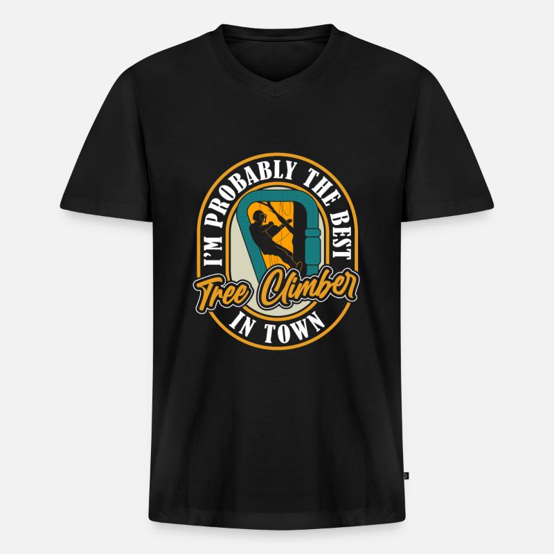 Baumpfleger Baumkletterer Arborist Cool - Männer Premium Bio T-Shirt mit V-Ausschnitt - Schwarz