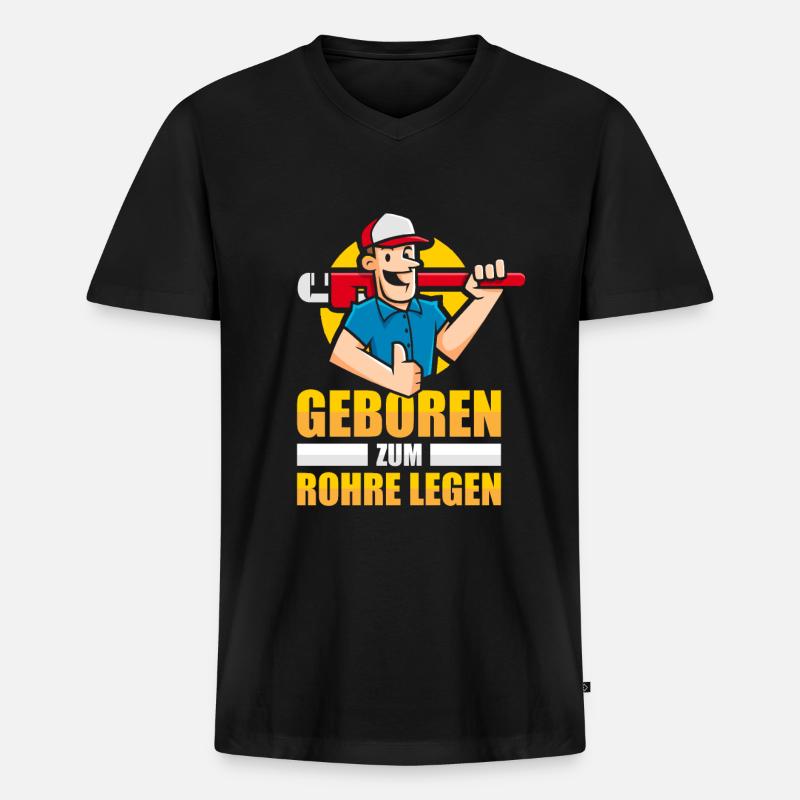 Rohrleitungsbauer Witzig - Männer Premium Bio T-Shirt mit V-Ausschnitt - Schwarz
