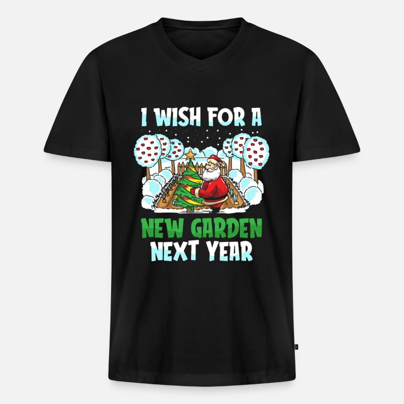 Hobbygärtner Garten Weihnachtsmann - Männer Premium Bio T-Shirt mit V-Ausschnitt - Schwarz