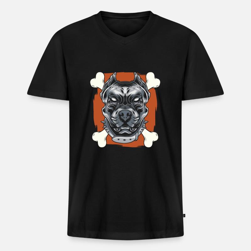 Pitbull Knochen Pitbull Verbot - Männer Premium Bio T-Shirt mit V-Ausschnitt - Schwarz