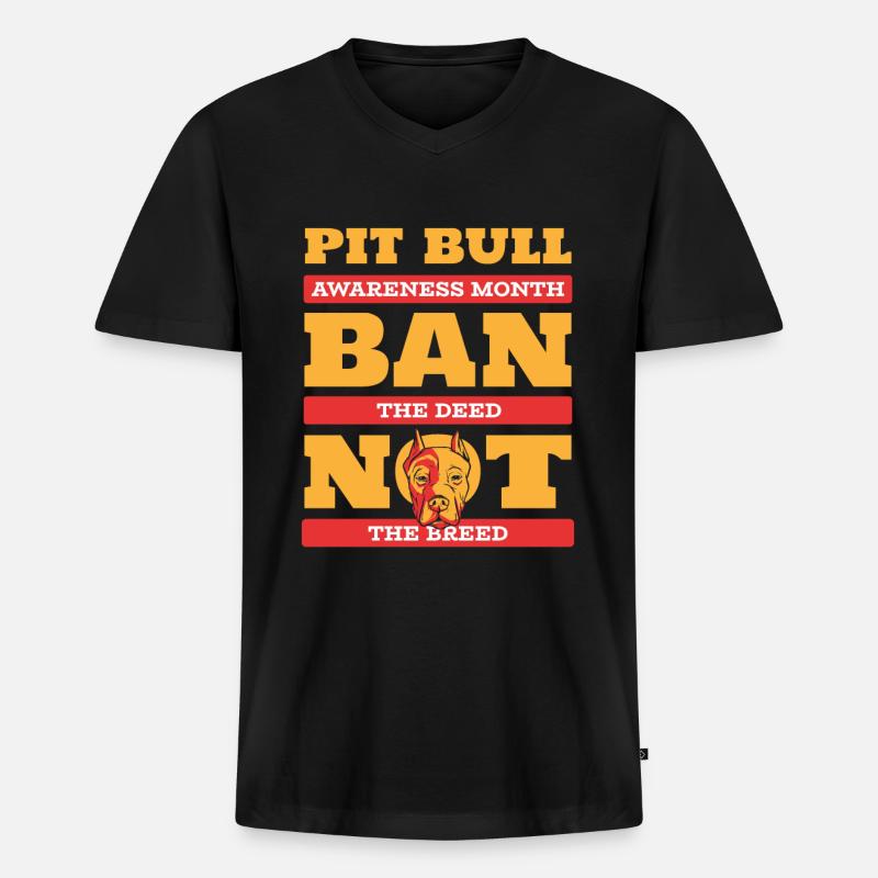 Pitbull Bewusstsein Pitbull Verbot - Männer Premium Bio T-Shirt mit V-Ausschnitt - Schwarz