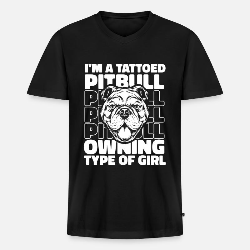 Pitbull Tätowiert Pitbull Verbot - Männer Premium Bio T-Shirt mit V-Ausschnitt - Schwarz