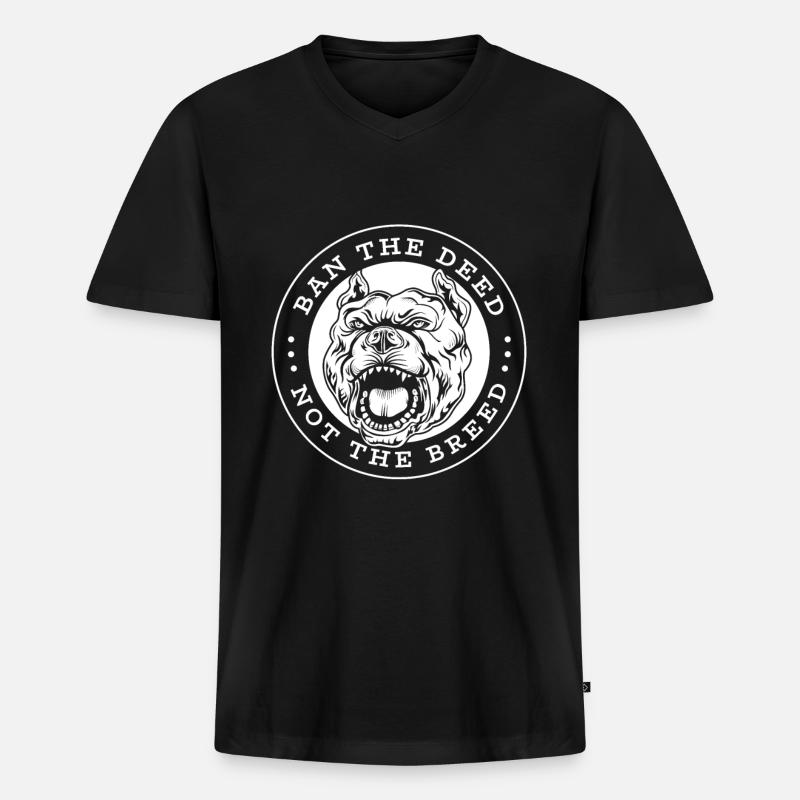 Pitbull Pitbull Verbot - Männer Premium Bio T-Shirt mit V-Ausschnitt - Schwarz