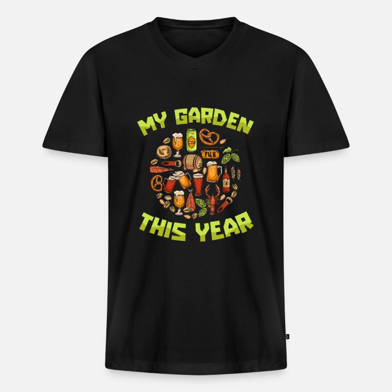 Hobbygärtner Garten Gartenbier - Männer Premium Bio T-Shirt mit V-Ausschnitt - Schwarz