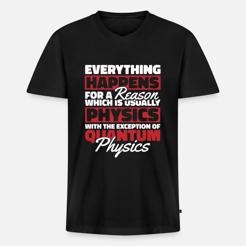 Physik Phyiker Witzig Quantenphysik - Männer Premium Bio T-Shirt mit V-Ausschnitt - Schwarz