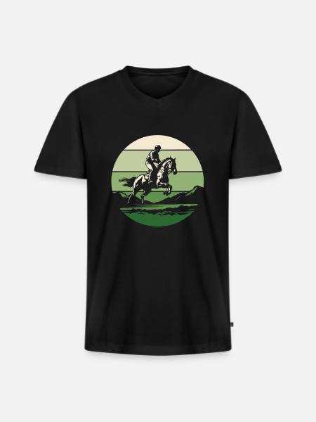 Équitation équestre d’endurance - T-shirt encolure en V Premium bio Homme - noir