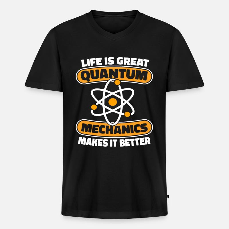 Physik Phyiker Cool Quantenphysik - Männer Premium Bio T-Shirt mit V-Ausschnitt - Schwarz