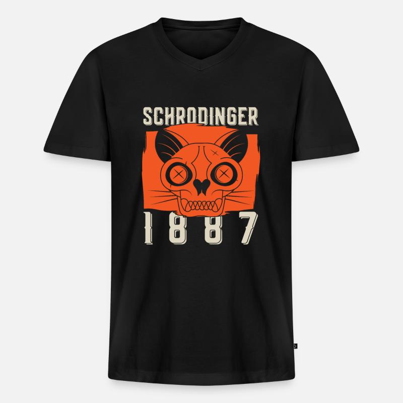 Physik Phyiker Katze Quantenphysik - Männer Premium Bio T-Shirt mit V-Ausschnitt - Schwarz