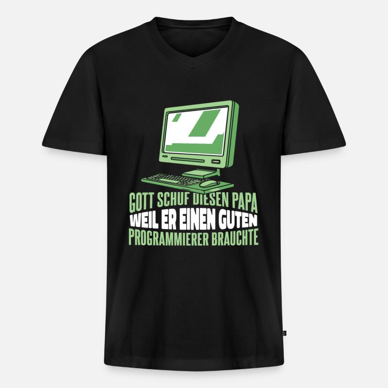 Entwickler Coder Programmierer - Männer Premium Bio T-Shirt mit V-Ausschnitt - Schwarz