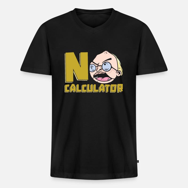 Mathelehrer Mathe Lehrer Taschenrechner - Männer Premium Bio T-Shirt mit V-Ausschnitt - Schwarz