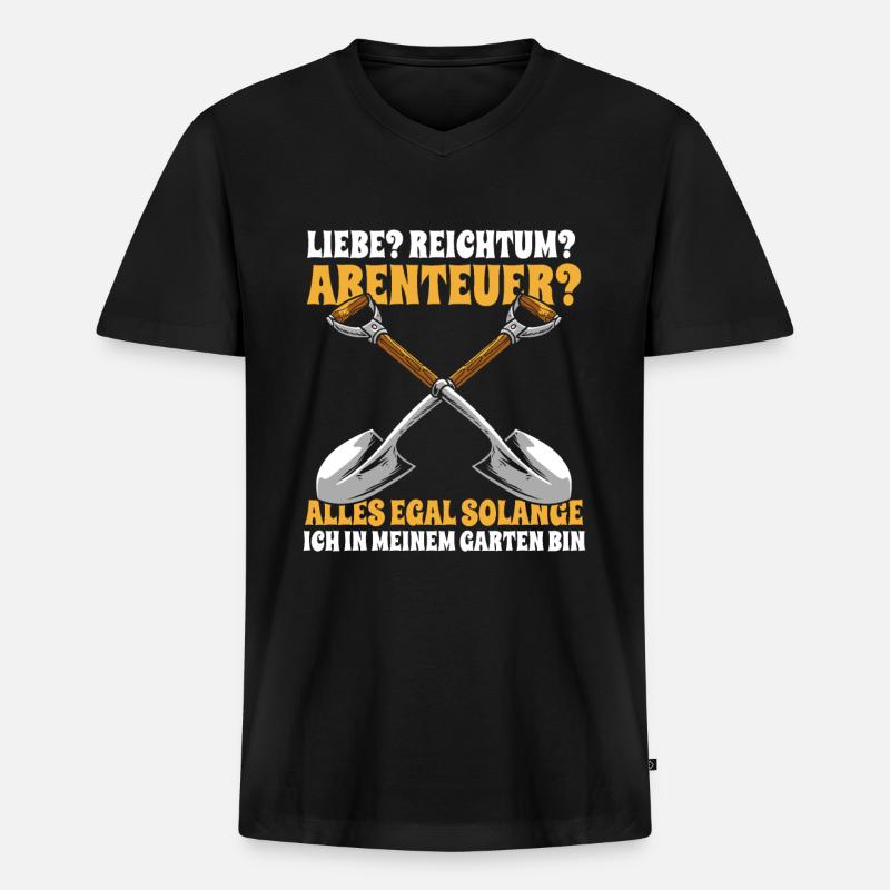Hobbygärtner Garten - Männer Premium Bio T-Shirt mit V-Ausschnitt - Schwarz