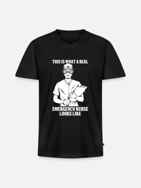 Nurse Funny Emergency Nurse - Men's Premium Organic T-shirt with V-neck - black