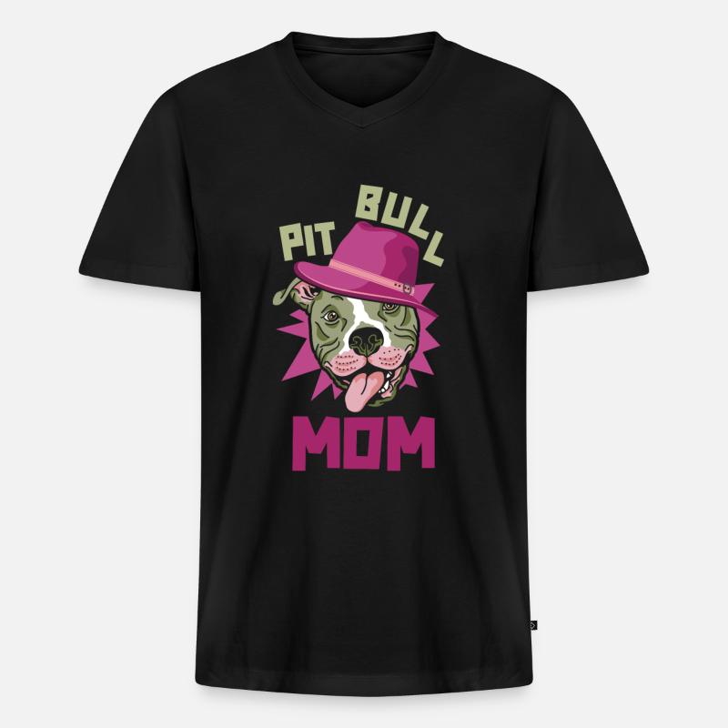 Pitbull Mutter Pitbull Verbot Mom - Männer Premium Bio T-Shirt mit V-Ausschnitt - Schwarz