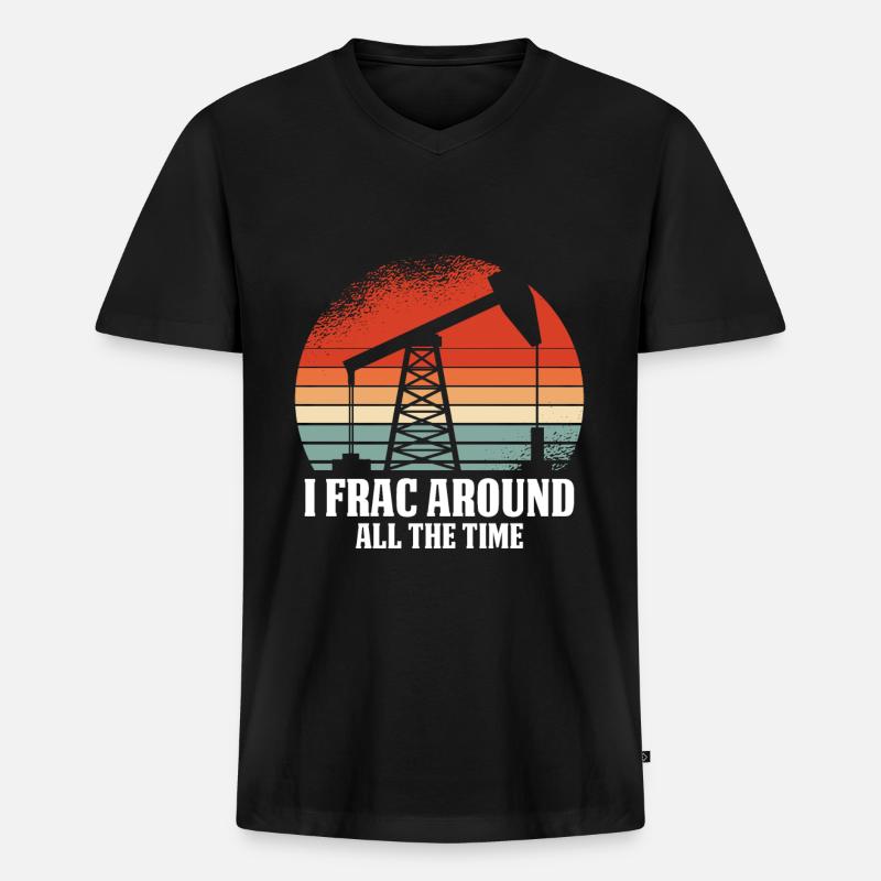 Ölfeld Bohrinsel Fracking - Männer Premium Bio T-Shirt mit V-Ausschnitt - Schwarz