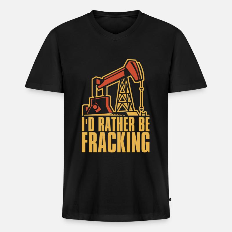 Ölfeld Bohrinsel Humor Fracking - Männer Premium Bio T-Shirt mit V-Ausschnitt - Schwarz