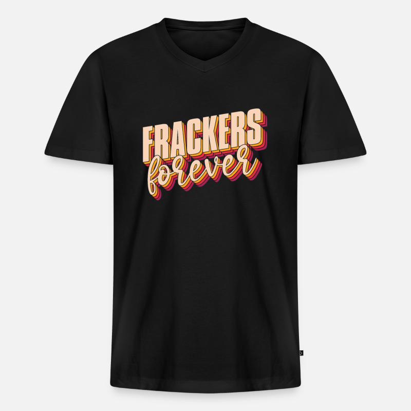 Ölfeld Bohrinsel Fracking - Männer Premium Bio T-Shirt mit V-Ausschnitt - Schwarz