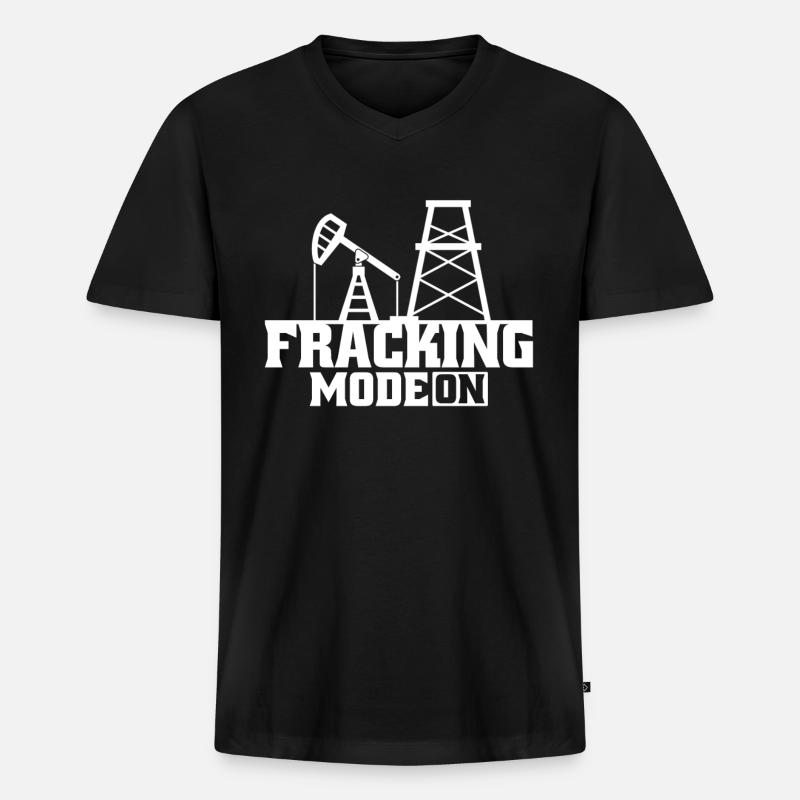 Ölfeld Bohrinsel Fracking - Männer Premium Bio T-Shirt mit V-Ausschnitt - Schwarz
