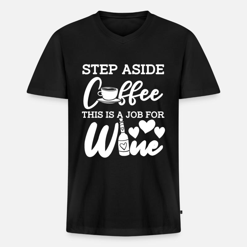 Wein Winzer Kaffee Wein - Männer Premium Bio T-Shirt mit V-Ausschnitt - Schwarz