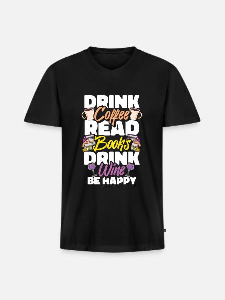 Coffee Cafe Coffee Wine - Men's Premium Organic T-shirt with V-neck - black