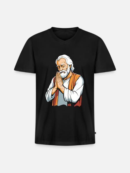 Christian Christianity Praying - Men's Premium Organic T-shirt with V-neck - black