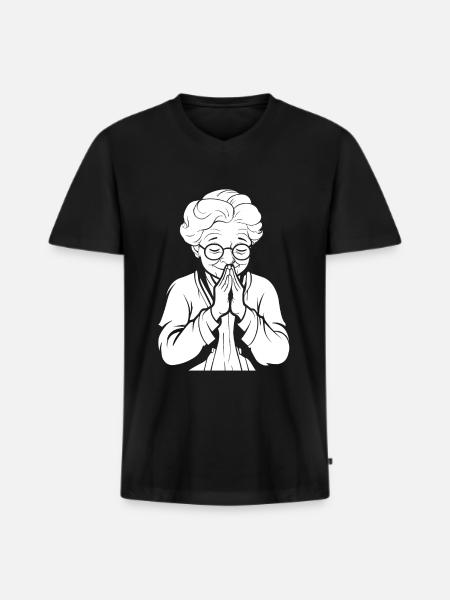 Christian Christianity Praying - Men's Premium Organic T-shirt with V-neck - black