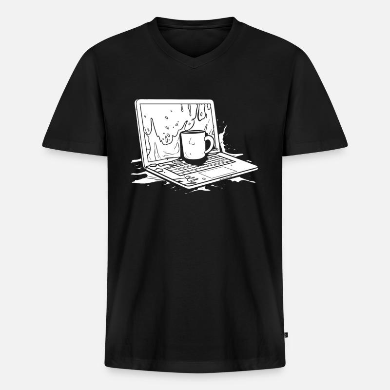 Entwickler Coder Programmierer Kaffee - Männer Premium Bio T-Shirt mit V-Ausschnitt - Schwarz