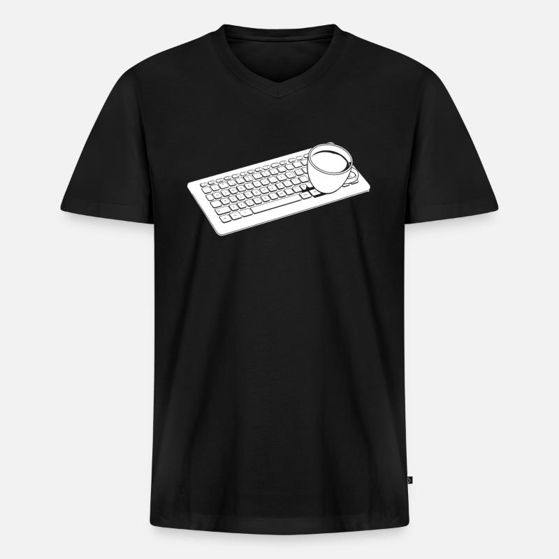 Entwickler Coder Programmierer Kaffee - Männer Premium Bio T-Shirt mit V-Ausschnitt - Schwarz