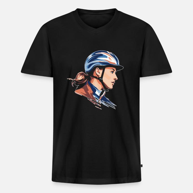 Pferde - Männer Premium Bio T-Shirt mit V-Ausschnitt - Schwarz