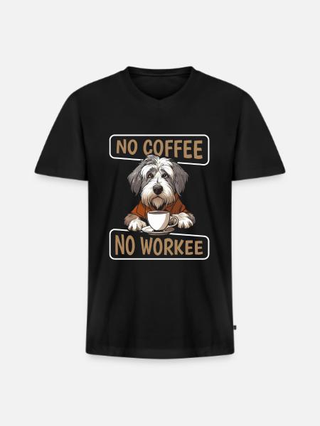 Coffee Cafe Old English Shepherd - Men's Premium Organic T-shirt with V-neck - black