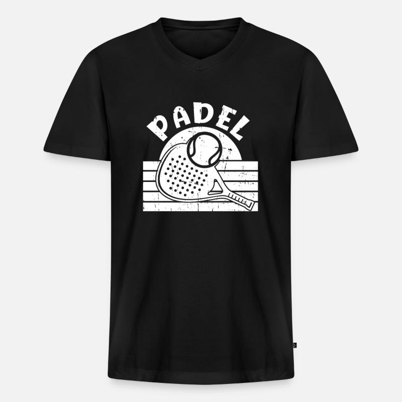 Padel - Männer Premium Bio T-Shirt mit V-Ausschnitt - Schwarz